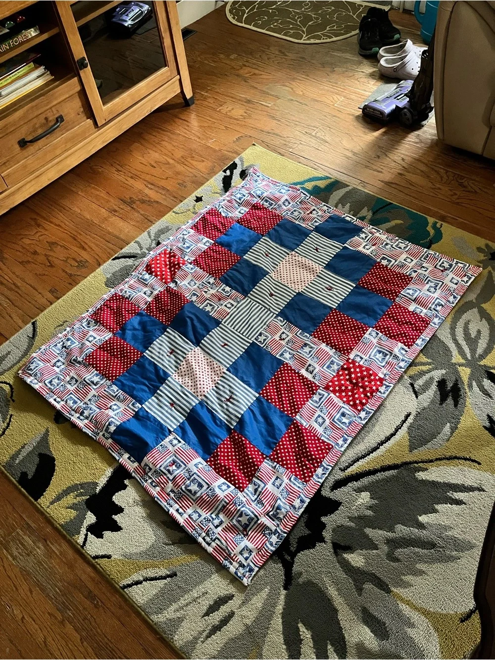 Patchwork Quilted Throw - Patriotic and placemat set